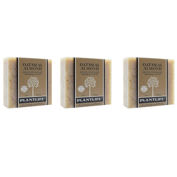Plantlife Oatmeal Almond 3-Pack Bar Soap - Moisturizing and Soothing Handcrafted Soap - 4oz Bar