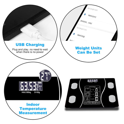 Intelligent Body Fat Scale, Digital Bathroom Scale, Connects to Mobile, Displays BMI, Body Fat, Muscle Mass
