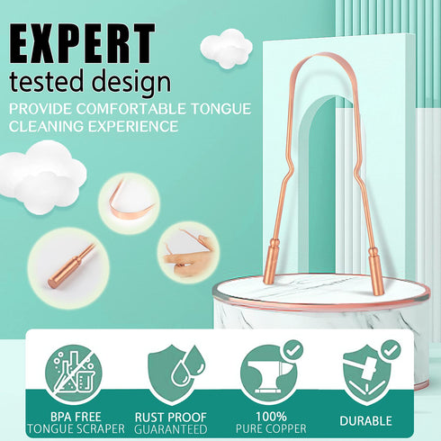 RONAVO Copper Tongue Scraper for Adults, Oral Care & Hygiene with Travel Case for Fresher Breath
