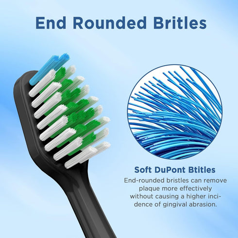Replacement Toothbrush Heads for Waterpik Complete Care 5.0/9.0 (CC-01/WP-862), 4 Count, Black with Covers