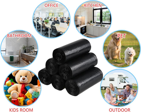 5 Gallon Trash Bags, 150 Counts, Black Wastebasket Bin Liners, Garbage Bags