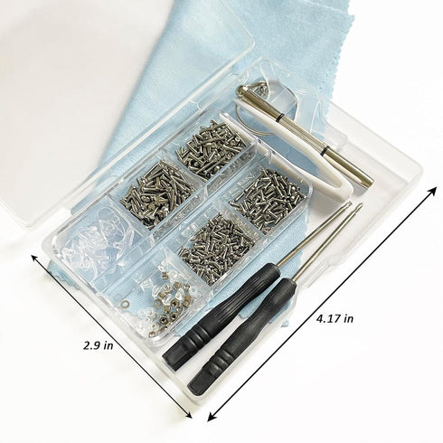 PTSLKHN Eyeglass Repair Kit, 15 Types Screws for Eyeglasses, Essential Tool for Frame, Hinge, and Nose Pad Repairs
