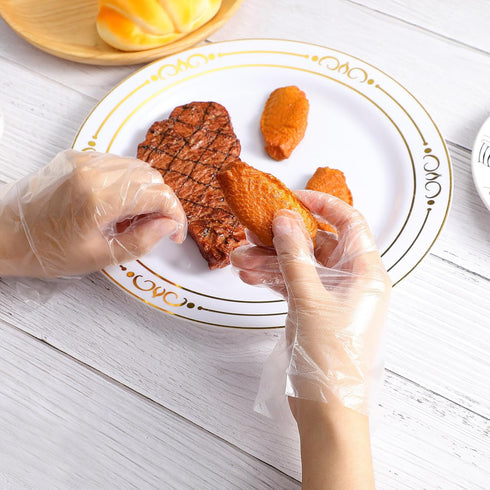 Food Prep Transparent PE Plastic Cooking Eating Safe Handling (100pcs)