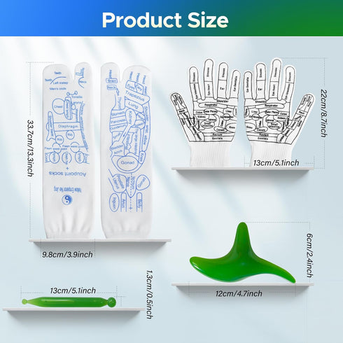 Reflexology Socks with Tools and Gloves Set, Unisex Acupuncture Socks Kit for Foot Massage