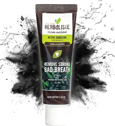 Charcoal Toothpaste - Natural Whitening with Coconut Shell Powder, Fluoride-Free, Gentle Effective, 3.52oz - Black