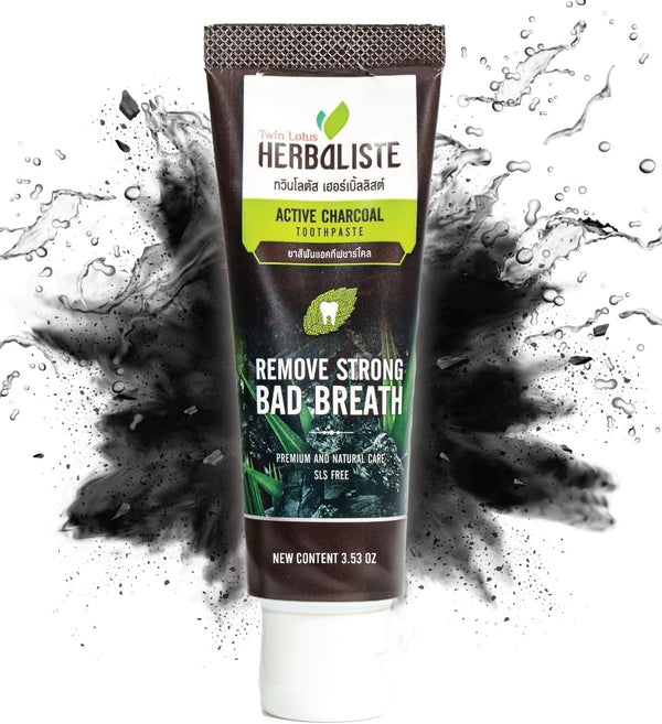 Charcoal Toothpaste - Natural Whitening with Coconut Shell Powder, Fluoride-Free, Gentle Effective, 3.52oz - Black
