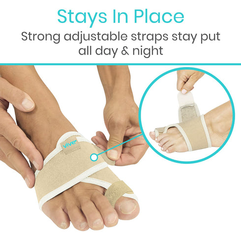 Vive Bunion Brace (Pair) - Big Toe Corrector with Splint for Joint Pain Relief, Orthopedic Sleeve Support