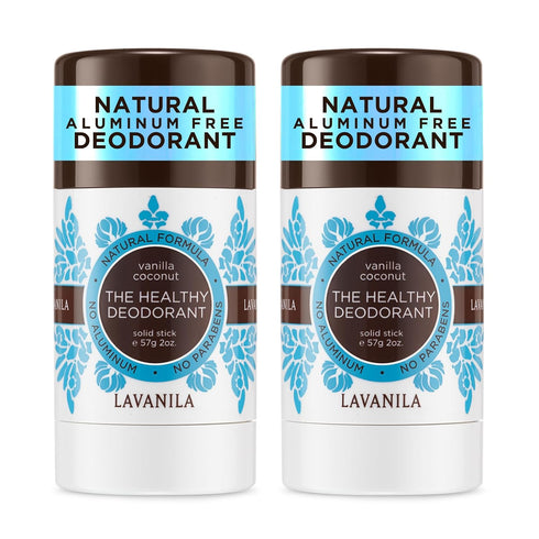 Lavanila Vanilla Coconut Deodorant for Women – 2-Pack (2 Oz Each) – Natural Aluminum Free Solid Stick, Vegan, Made in