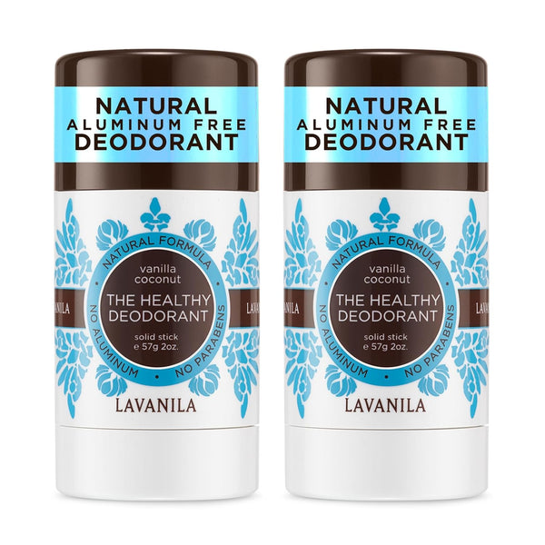 Lavanila Vanilla Coconut Deodorant for Women – 2-Pack (2 Oz Each) – Natural Aluminum Free Solid Stick, Vegan, Made in