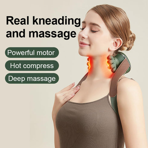 hopungfx Shoulder and Neck Massager with Heat, Portable Cordless Deep Kneading Muscle Relaxer, Neck Massager
