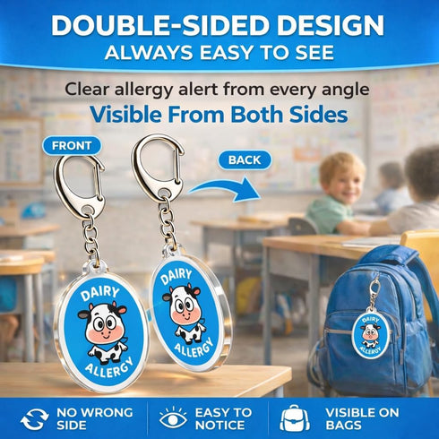 Sovelirix Set, Nut Peanut Dairy Shellfish Wheat Egg Allergy Alert Keychain Food Allergy Medical Alert with Tags