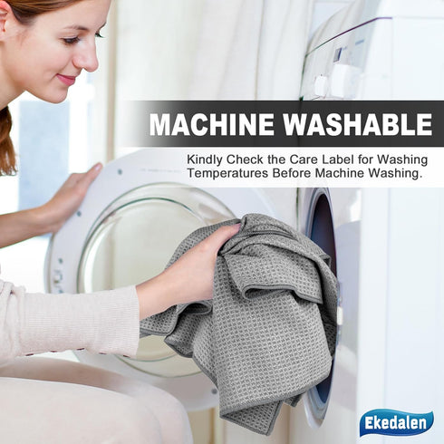 Waffle Weave Microfiber Cleaning Cloth, 6 Pack Absorbent Dust Rags for Car Interior and Household