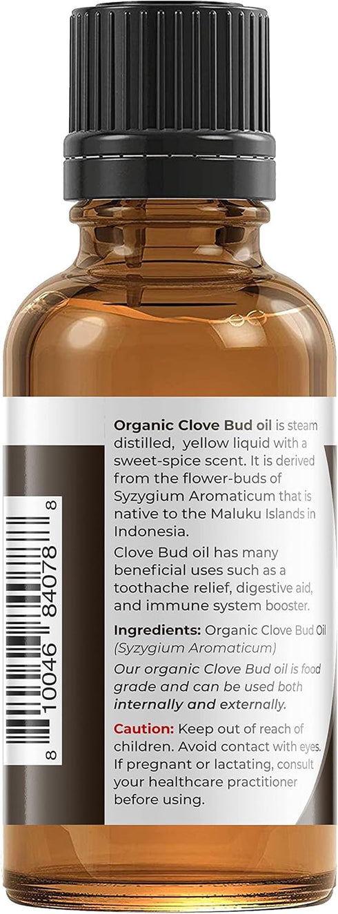 Viva Doria 100% Pure Clove Bud Essential Oil - Undiluted, USDA Certified Organic - 30 mL (1 Fluid Ounce)