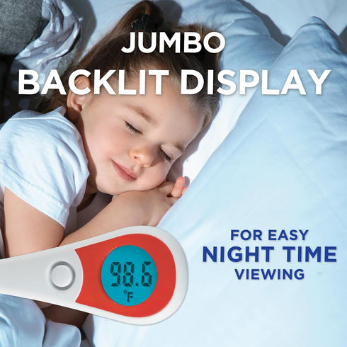 Healthwise Digital Thermometer, 8-Second Readout, Jumbo Backlit Display, Flexible Tip