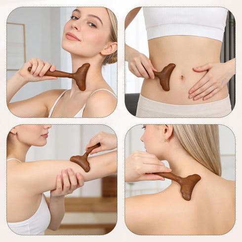Shimmeroo 3.46 6.30 inch Wood Therapy Massage Tools,Wooden Lymphatic Drainage Massager,Body Lymphatic Drainage Tool