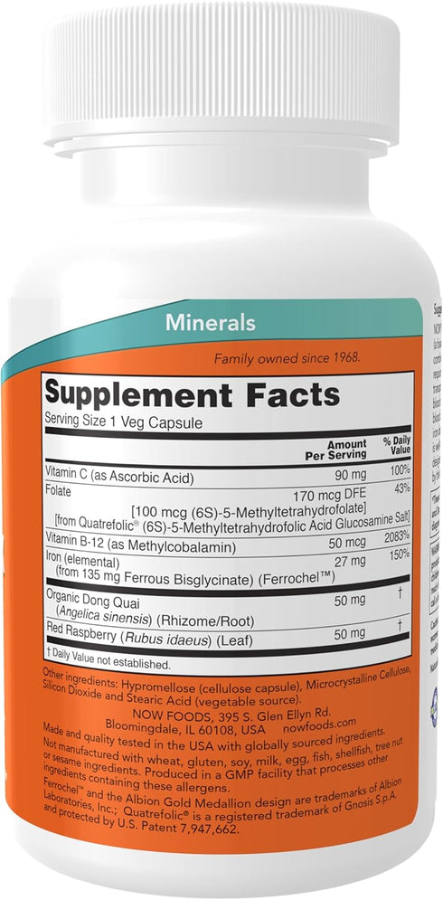 NOW Foods Iron Complex Caps, Essential Mineral Supplement, Non-Constipating*, 100 Veg Capsules