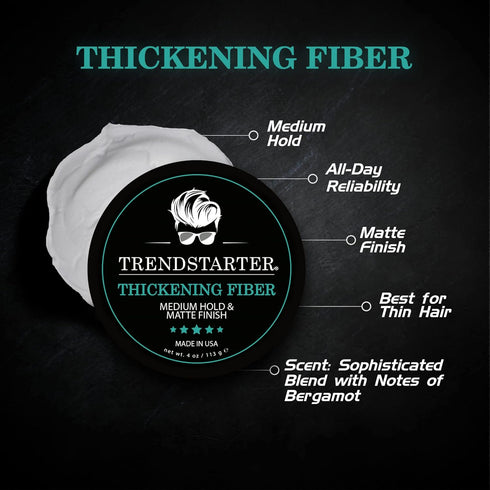 THICKENING FIBER - 4oz - Medium Hold - Matte Finish - Premium Hair Thickening Clay Pomade