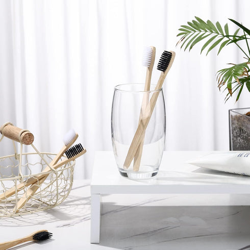 Vesici 200 Pieces Bamboo Toothbrushes Bulk - Soft Bristles Manual Toothbrushes with Micro Fur Ultra Wooden Bamboo for