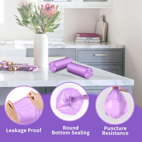 Small Trash Bags 1.2-Gallon, 120 Counts, Purple Bathroom Trash Bags for Bedroom Office