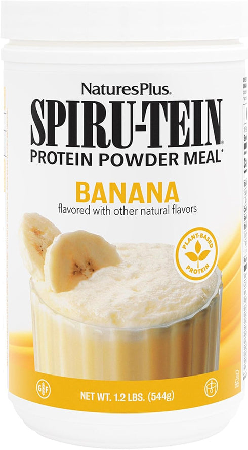 NaturesPlus SPIRU-TEIN Shake | Banana Flavor | 1.2 lbs Spirulina Protein Powder - Vegetarian, Gluten-Free, 16 Servings