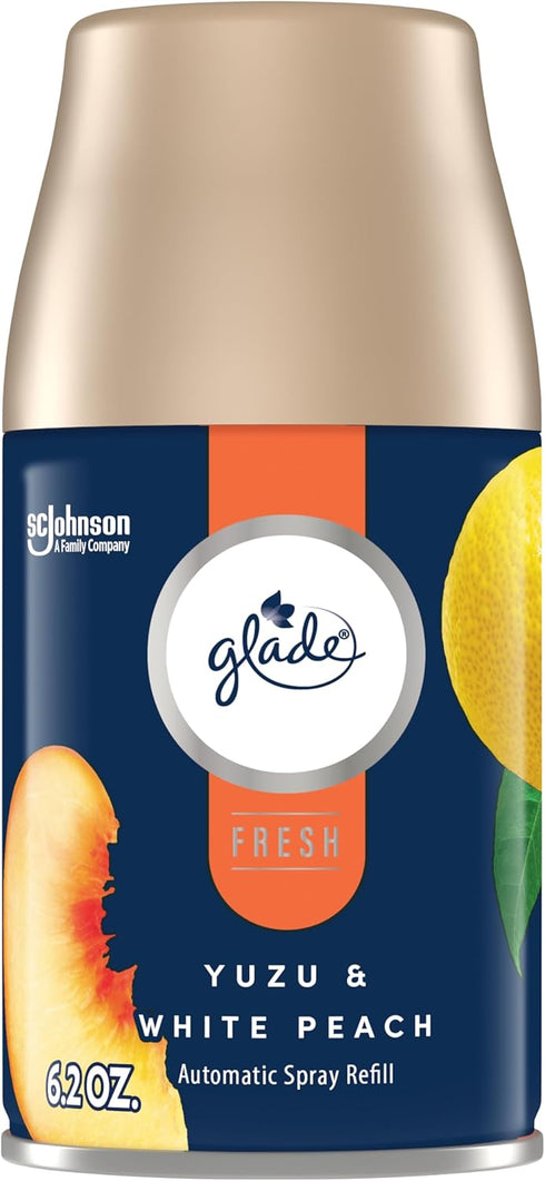Glade Automatic Spray Refill, Air Freshener for Home and Bathroom, Fresh Collection, Yuzu & White Peach, 6.2 Oz