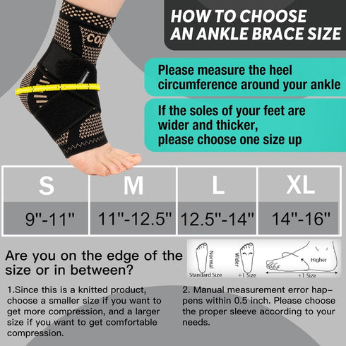 INDEEMAX Ankle Brace for Women & Men, Copper Infused Compression Sleeve for Sprained Ankle, Plantar Fasciitis Pain