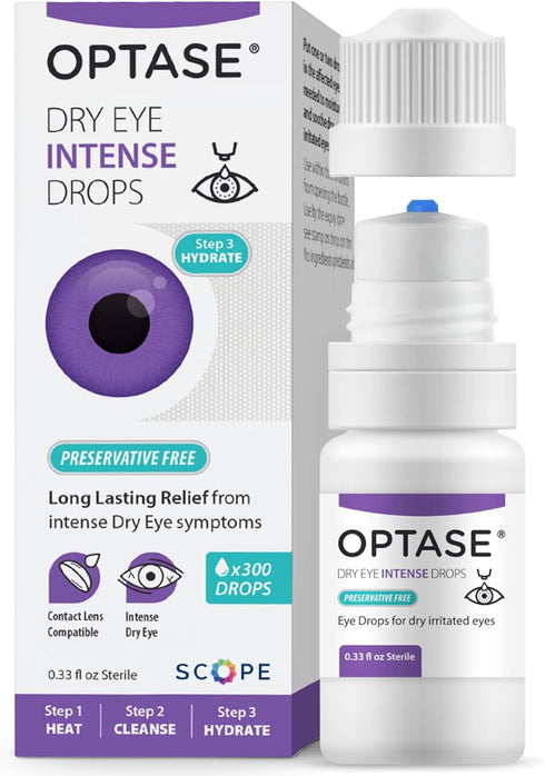 Optase Dry Eye Intense Drops, Preservative Free Eye Drops for Long Lasting Relief, .33 fl oz, 300 Doses