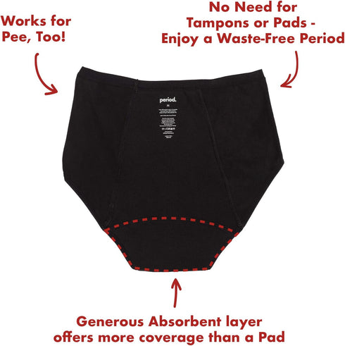 The Period Company Organic Cotton High Waisted Absorbent Period Underwear for Women High Flow Menstrual Underwear
