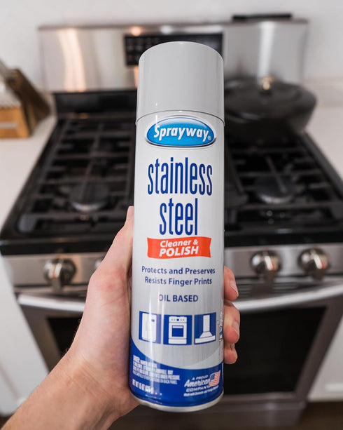 SW841R 15 Oz. Sprayway Oil-based Stainless Steel Cleaner and Polish, Protects and Preserves, Resists Streaks and Finger