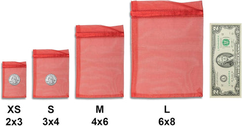 TheDisplayGuys 100-Pack Red Sheer Organza Gift Bags 4x6 with Drawstring, Goodie Bags for Jewelry, Candy, Treats,