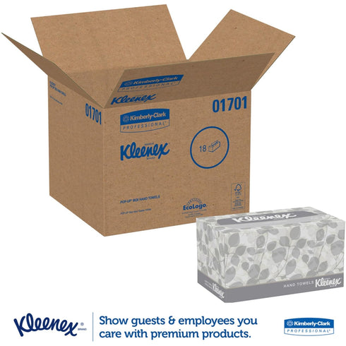 KLEENEX Pop-Up Box Hand Towels - Paper, 9 x 10-1/2, 120/pack