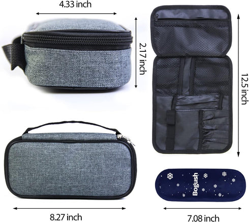 Insulin Cooler Travel Case with 2 Ice Packs, Portable Medication Cooler Bag for Insulin Pens and Blood Glucose Monitor