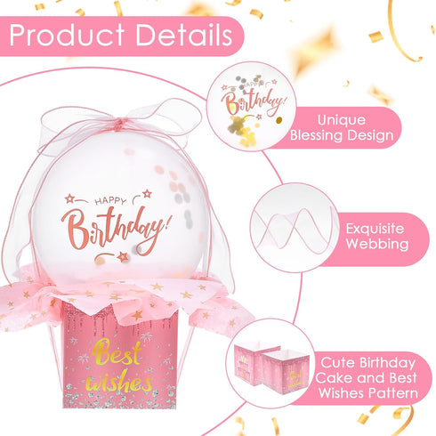 Telooco Set Birthday Money Pull Box, Funny Money Balloon Box for Cash Gift Birthday Surprise Gifts for Women Men Best