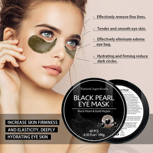 Under Eye Patches, Black Pearl Eye Mask, 60PCS Collagen Under Gel Pad for Dark Circles, Anti-Aging Treatments
