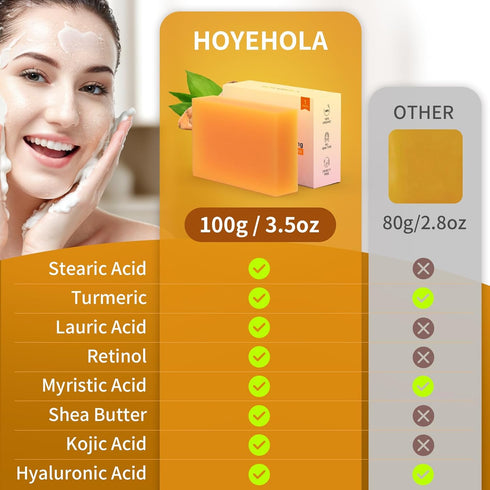 Kojic Acid Turmeric Soap Bar - Dark Spot Remover for Face, Even Skin Tone, Moisturizing Natural Ingredients