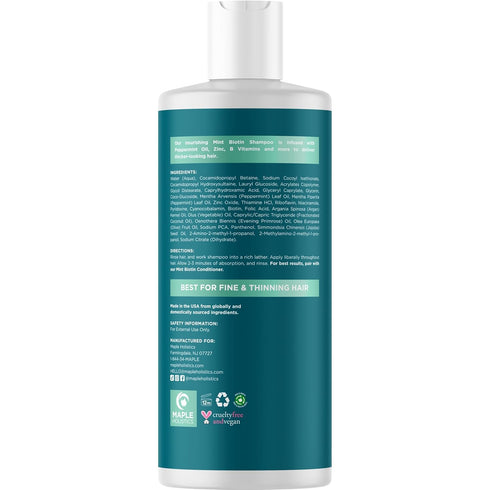 Volumizing Biotin Shampoo for Thinning Hair - Peppermint Argan Shampoo for Damaged Dry Hair, Vegan & Sulfate Free