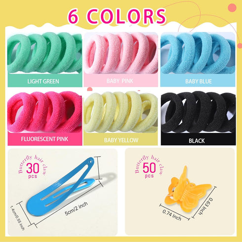 YGDZ Hair Accessories for Girl, 1753PCS Elastic Hair Ties Set, Colorful Hair Rubber Bands with Organizer Box, Cotton