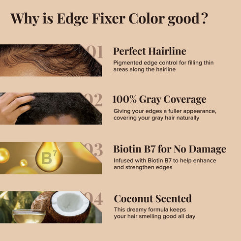 Red by Kiss Color Edge Fixer 24HR Max Hold Pomade for Fly Away and Edge Frizz Hair, Jet Black