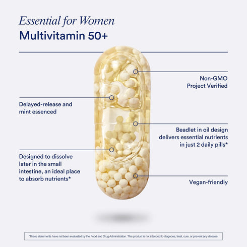 Ritual Multivitamin for Women 50+, Menopause Supplements with Vitamin D3, K2, Magnesium, Omega-3 DHA, 60 Vegan Capsules