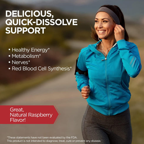 KAL Vitamin B12 Methylcobalamin 1000mcg, 90 Servings, Fast Dissolve ActivMelt, Natural Raspberry Flavor, Healthy