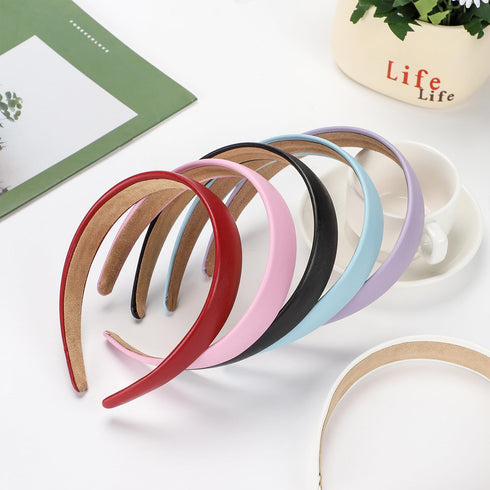 WantGor 1 Inch Wide Padded PU Leather Headband, Cute Fashion Hair Bands for Women, Holiday DIY Hair Accessories (White)