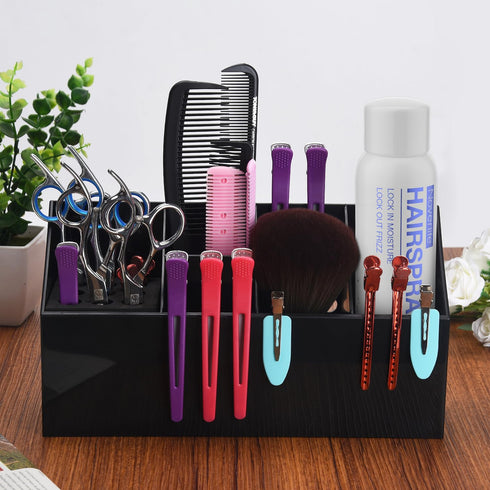 Noverlife Large Storage Box for Hair Scissors, Professional Hairdressing Combs, Clips, and Tool Box - Black