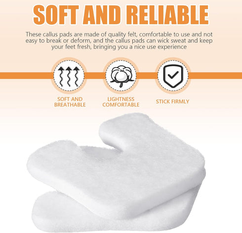 80 Pcs U Shaped Callus Cushions, Self-Adhesive Felt Pads for Foot Care and Pain Relief