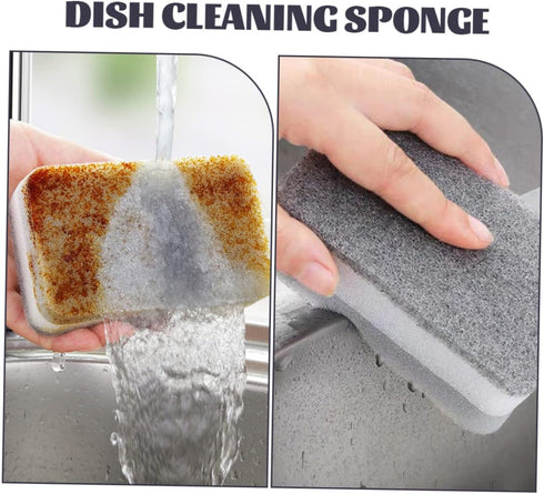 Housoutil 10pcs Sponge Scouring Pad, Kitchen Scrub Sponges for Washing Dishes, Pan Cleaner Brush