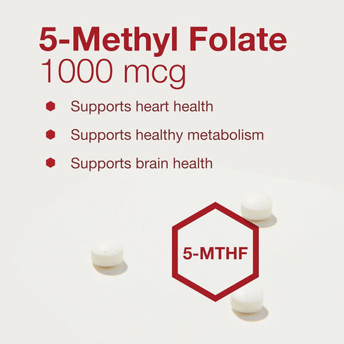 PROTOCOL FOR LIFE BALANCE 5-Methylfolate 1,000mcg, Superior Bioavailability, Folate Supplement for Brain Support, 90