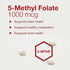 PROTOCOL FOR LIFE BALANCE 5-Methylfolate 1,000mcg, Superior Bioavailability, Folate Supplement for Brain Support, 90