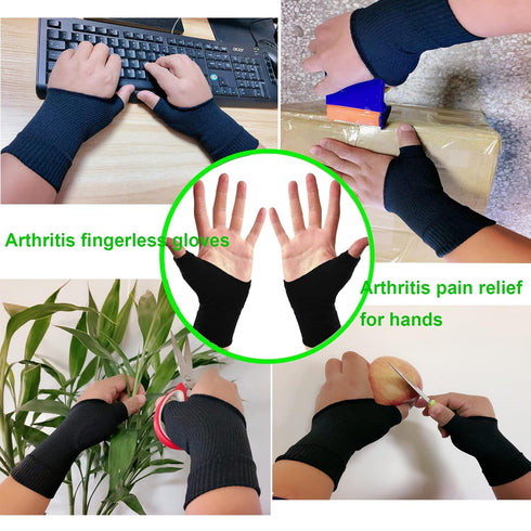 Thumb Arthritis Wrist Brace Compression Gloves, Fingerless Support Glove for Carpal Tunnel and Thumb Pain Relief for