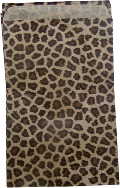 N'icePackaging 50 Qty 5" x 7" Cheetah Leopard Print Flat Paper Gift Bags for Candy, Cookies, Party Favors