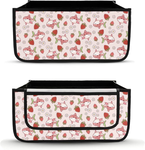 Hechitok Shark Strawberry Walker Bag, Handy Rollator Basket Water Cup Holder, Walker Accessories Storage Bag