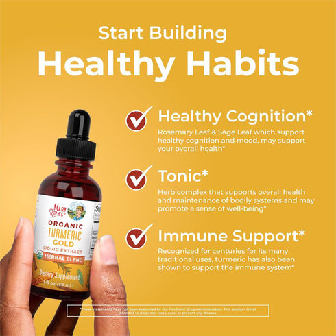 MaryRuth Organics Turmeric Gold Liquid Drops | Herbal Blend with Turmeric Curcumin, Black Pepper & Ginger Root (1oz)
